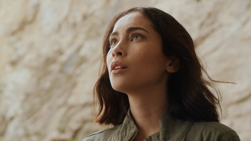 Close up beauty lighting of actress Priscilla Quintana on Pandora TV series The CW