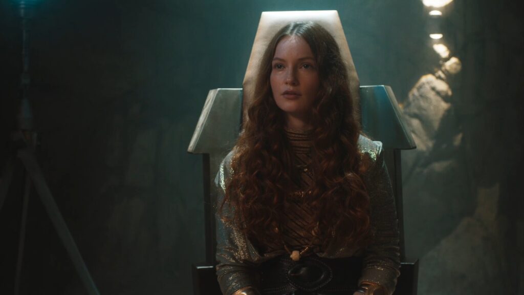 Dramatic close up actress in game of thrones style lighting