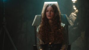 Dramatic close up actress in game of thrones style lighting