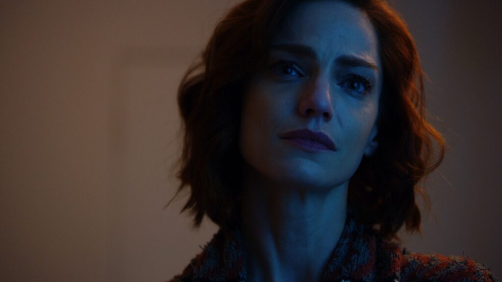 Close up of Diana Gettinger in moonlight cyan colors