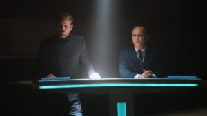 Dramatic courtroom scene with Jeffrey Combs and Johann Urb