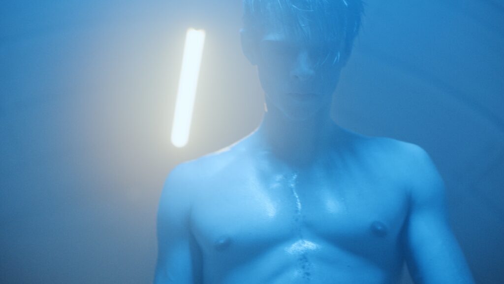 Shirtless Ben Radcliffe in fight scene of Pandora TV series