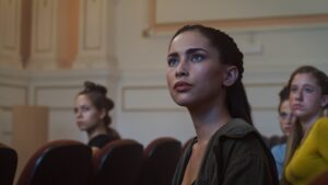 close up of Priscilla Quintana in classroom scene