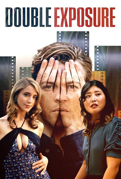 Poster collage for movie double exposure. Hands super imposed over a face